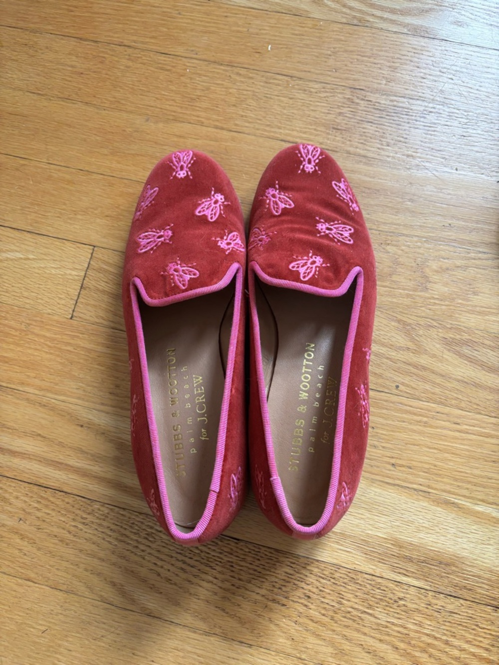 Stubbs & Wootton Velvet Bee-Embroidered palm beach Loafers